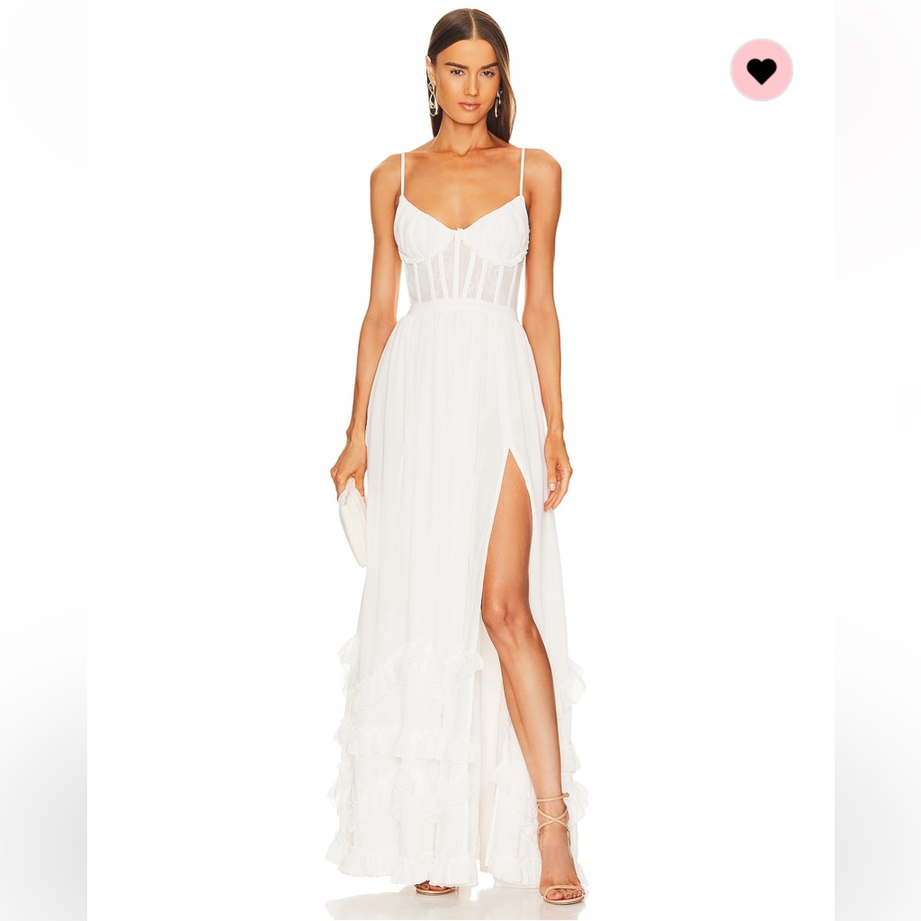 V. Chapman White Spaghetti-Strap Maxi Dress With Side Slit